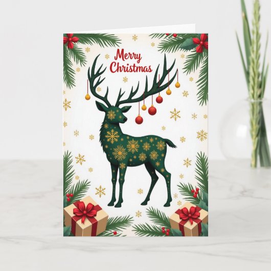 Smaragd-Weihnachtskarte mit Hirsch Karte (Vorderseite)