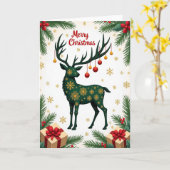 Smaragd-Weihnachtskarte mit Hirsch Karte (Gelbe Blume)
