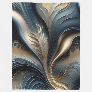 Smaragd-Wispern - Türkis und Gold Abstrakte Kunst Fleecedecke