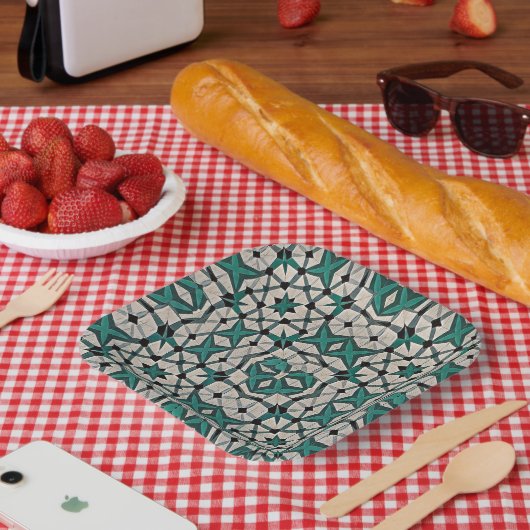 Smaragdachse abstraktes geometrisches Muster 1284 Pappteller (Picknick)
