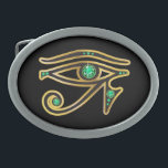 Smaragdauge von Ra im Gold Ovale Gürtelschnalle<br><div class="desc">Schönes und elegantes "Auge von Ra" Symbol von altem Ägypten, das Symbol ihrer Gottheit. Gold kanalisiert Set mit den schönen wertvollen Steinen, die für jeden möglichen Fan ägyptischer Art.-Änderung die Hintergrundfarbe perfekt sind, indem es geht, es besonders anzufertigen, dann, redigiert, dann unten zum Hintergrund, in dem Sie von vielen verschiedenen...</div>
