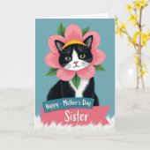 Smaragdäugige Katzenmütter Karte (Gelbe Blume)