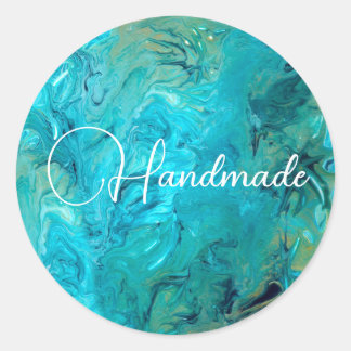 Smaragdblaue abstrakte trendige Imitate Marmor-Bra Runder Aufkleber