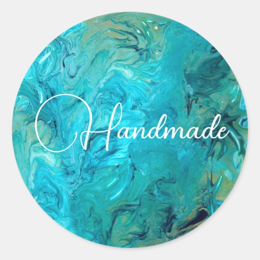Smaragdblaue abstrakte trendige Imitate Marmor-Bra Runder Aufkleber (Vorderseite)