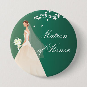 Smaragdbraut-Matronen-EhrenBrautparty-Knopf Button