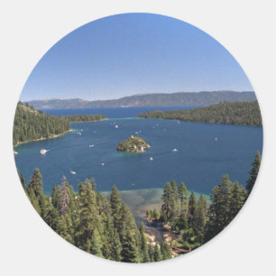 Smaragdbucht, Lake Tahoe, Kalifornien, USA Runder Aufkleber