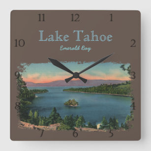 Smaragdbucht-Lake- Tahoegewohnheit Quadratische Wanduhr