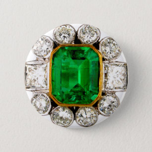 Smaragddiamant-Vintage Kostüm-Schmuck-Brosche Button