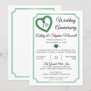 Smaragde Diamanten 35. Hochzeitstag-Party Einladung