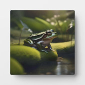 Smaragde Stille: Ein grüner Frosch am Fluss Fotoplatte (Vorderseite)