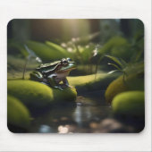 Smaragde Stille: Ein grüner Frosch am Fluss Mousepad (Vorne)
