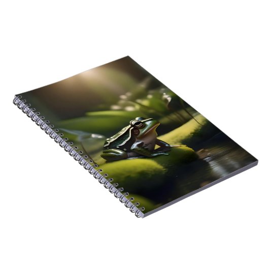 Smaragde Stille: Ein grüner Frosch am Fluss Notizblock (Rechte Seite)