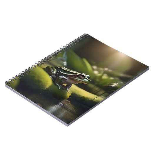 Smaragde Stille: Ein grüner Frosch am Fluss Notizblock (Linke Seite)