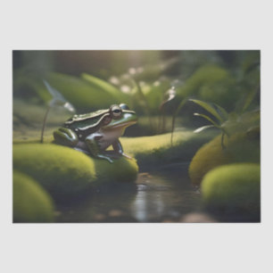 Smaragde Stille: Ein grüner Frosch am Fluss Seidenpapier