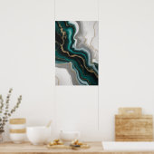 Smaragde Venen: Abstrakter Marmorfluss ✨ 💚 🖤 Poster (Küche)