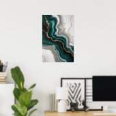 Smaragde Venen: Abstrakter Marmorfluss ✨ 💚 🖤 Poster (Heimbüro)