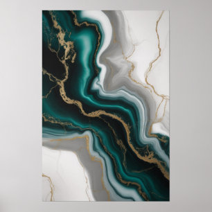 Smaragde Venen: Abstrakter Marmorfluss ✨ 💚 🖤 Poster