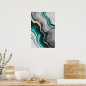 Smaragde Venen: Abstrakter Marmorfluss ✨ 💚 🖤 Poster (Küche)