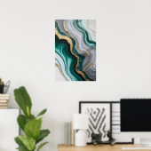 Smaragde Venen: Abstrakter Marmorfluss ✨ 💚 🖤 Poster (Heimbüro)