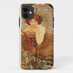 Smaragdentwurf durch Telefon-Kasten Alphonse Mucha iPhone 11 Hülle