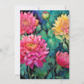 Smaragdfarbene, heiße rosa und goldene blumenreich einladung (Rückseite)