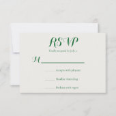 Smaragdfarbene Hochzeit RSVP Karte (Vorderseite)