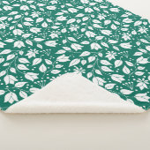 Smaragdfarbene und weiße Blumendecke Sherpadecke (3/4)