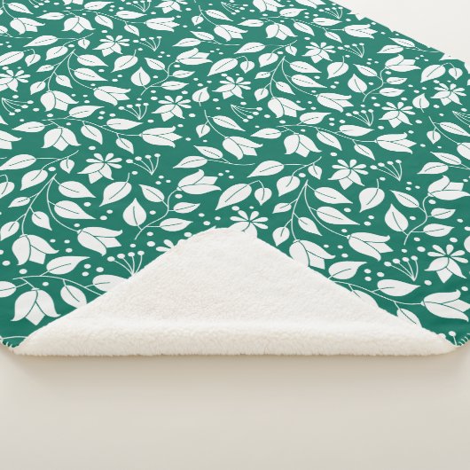 Smaragdfarbene und weiße Blumendecke Sherpadecke (3/4)