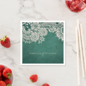 Smaragdfarbene Vintage Spitze rustikale Hochzeit Serviette (Beispiel)