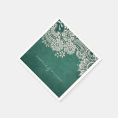 Smaragdfarbene Vintage Spitze rustikale Hochzeit Serviette (Ecke)