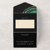 Smaragdgrün-Adate-Hochzeit mit schwarzem Foto All In One Einladung (Außenbereich)