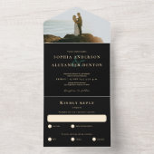 Smaragdgrün-Adate-Hochzeit mit schwarzem Foto All In One Einladung (Innen Boden)