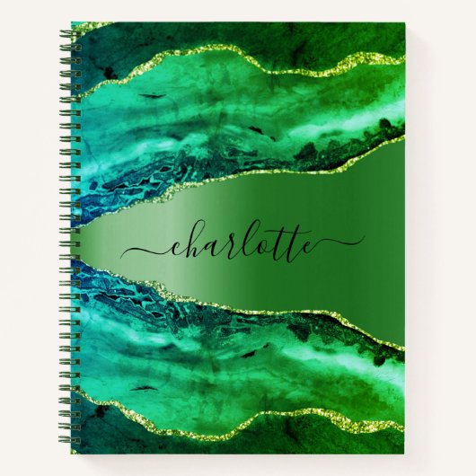 Smaragdgrün agate Marmornamenskript Notizblock (Vorderseite)