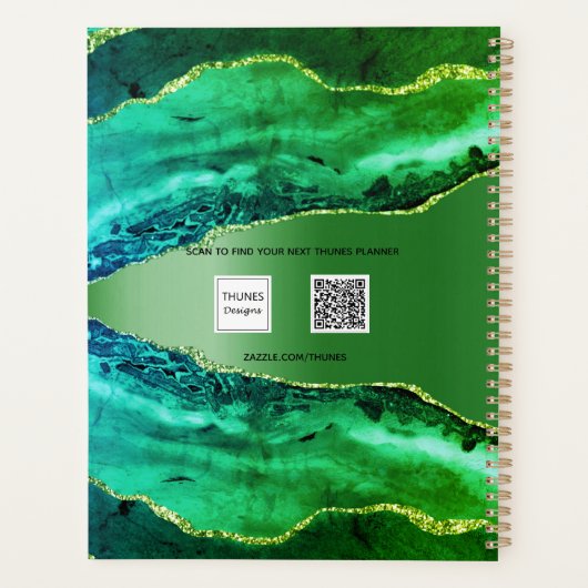 Smaragdgrün agate Marmornamenskript Planer (Rückseite)