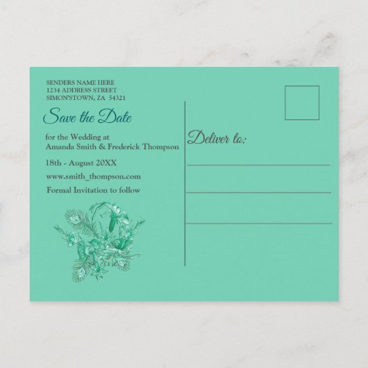 Smaragdgrün auf einer Skulpturenstruktur Ankündigungspostkarte (Rückseite)