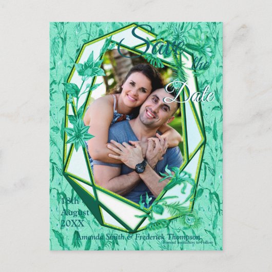 Smaragdgrün auf einer Skulpturenstruktur Ankündigungspostkarte (Vorderseite)