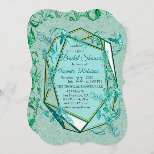 Smaragdgrün auf einer Skulpturenstruktur Einladung (Vorne/Hinten)