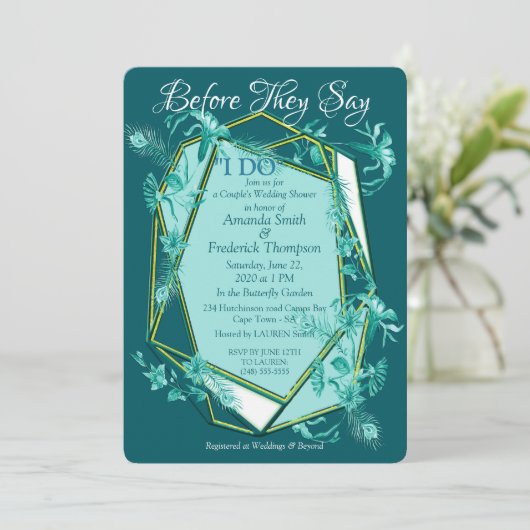 Smaragdgrün auf einer Skulpturenstruktur Einladung (Stehend Vorderseite)