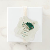 Smaragdgrün-beige-Blume Hochzeit Geschenkanhänger (Beispiel)