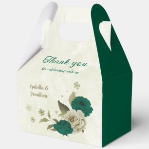 Smaragdgrün-beige-Blume Hochzeit Geschenkschachtel
