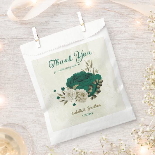 Smaragdgrün-beige-Blume Hochzeit Geschenktütchen (Ausgeschnitten)