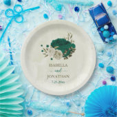 Smaragdgrün-beige-Blume Hochzeit Pappteller (Party)