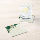 Smaragdgrün-beige-Blume Hochzeit Rechteckiger Pappuntersetzer (Vor Ort)