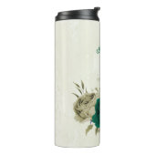 Smaragdgrün-beige-Blume Hochzeit Thermosbecher (Nach links gedreht)