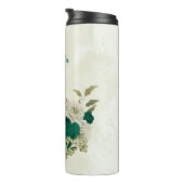 Smaragdgrün-beige-Blume Hochzeit Thermosbecher (Nach rechts gedreht)