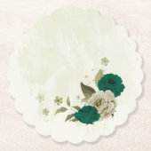 Smaragdgrün-beige-Blume Hochzeit Untersetzer (Vorderseite)