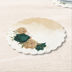 Smaragdgrün beige gold botanische Hochzeit Untersetzer