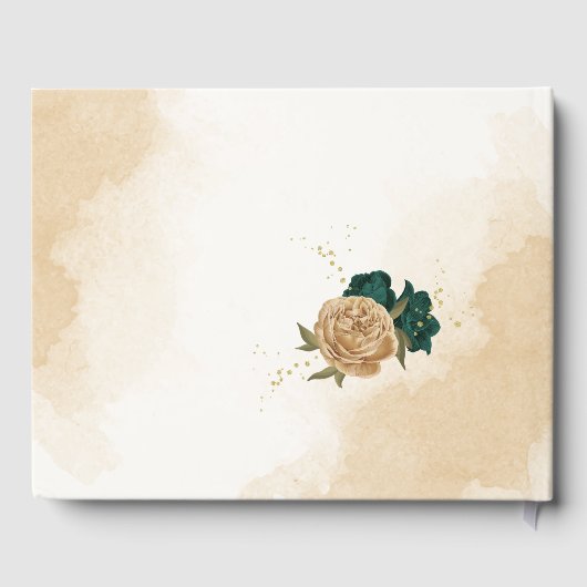 Smaragdgrün-beige-goldgelb Gästebuch (Rückseite)