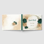 Smaragdgrün-beige-goldgelb Gästebuch (Voll)