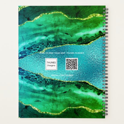 Smaragdgrün-blaue Agarate-Marmornamenskript Planer (Rückseite)